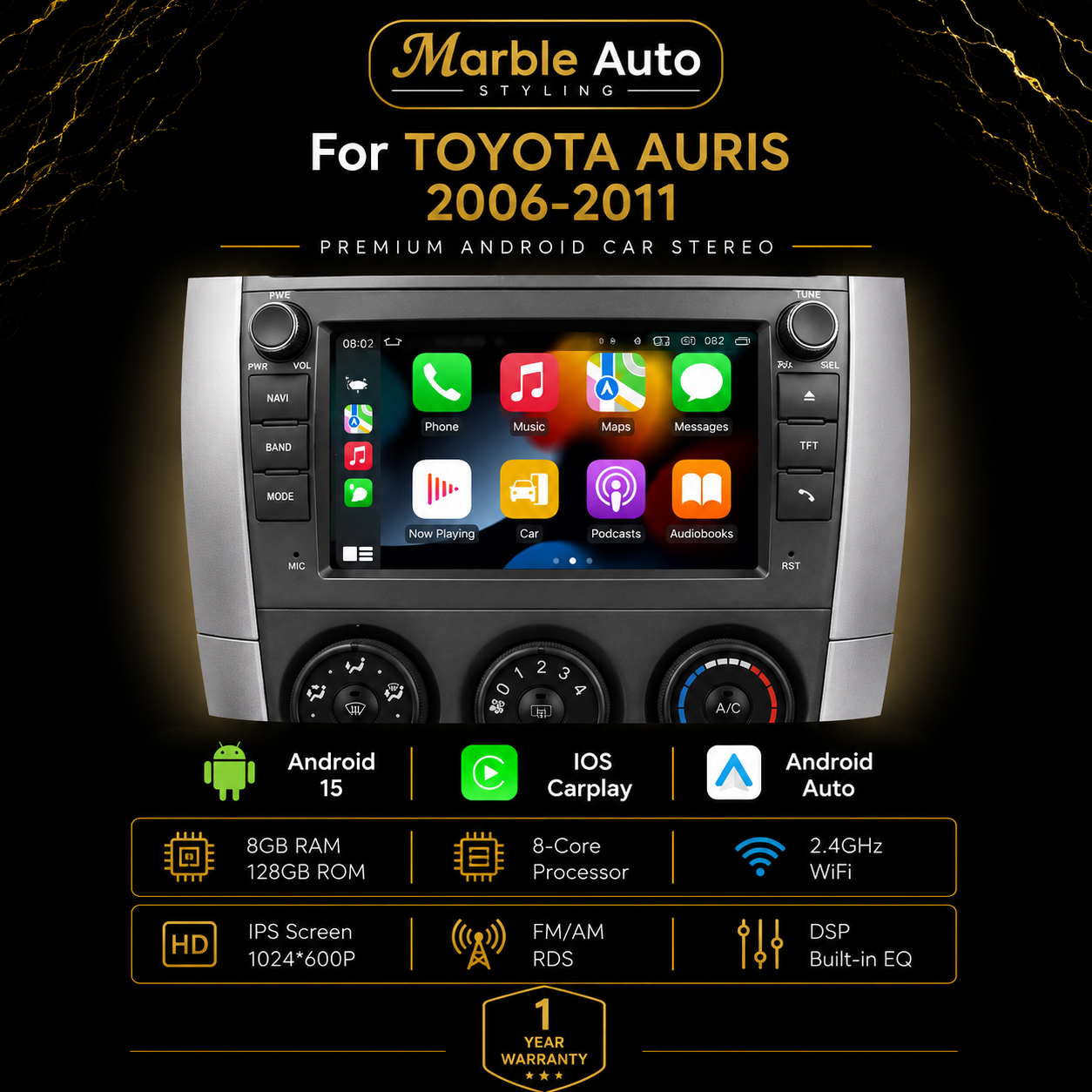 ANDROID AUTO/APPLE CARPLAY FOR TOYOTA AURIS 06-11