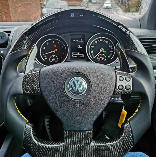 VK GOLF MK5 CARBON FIBRE FLAT BOTTOM WHEEL 03-09
