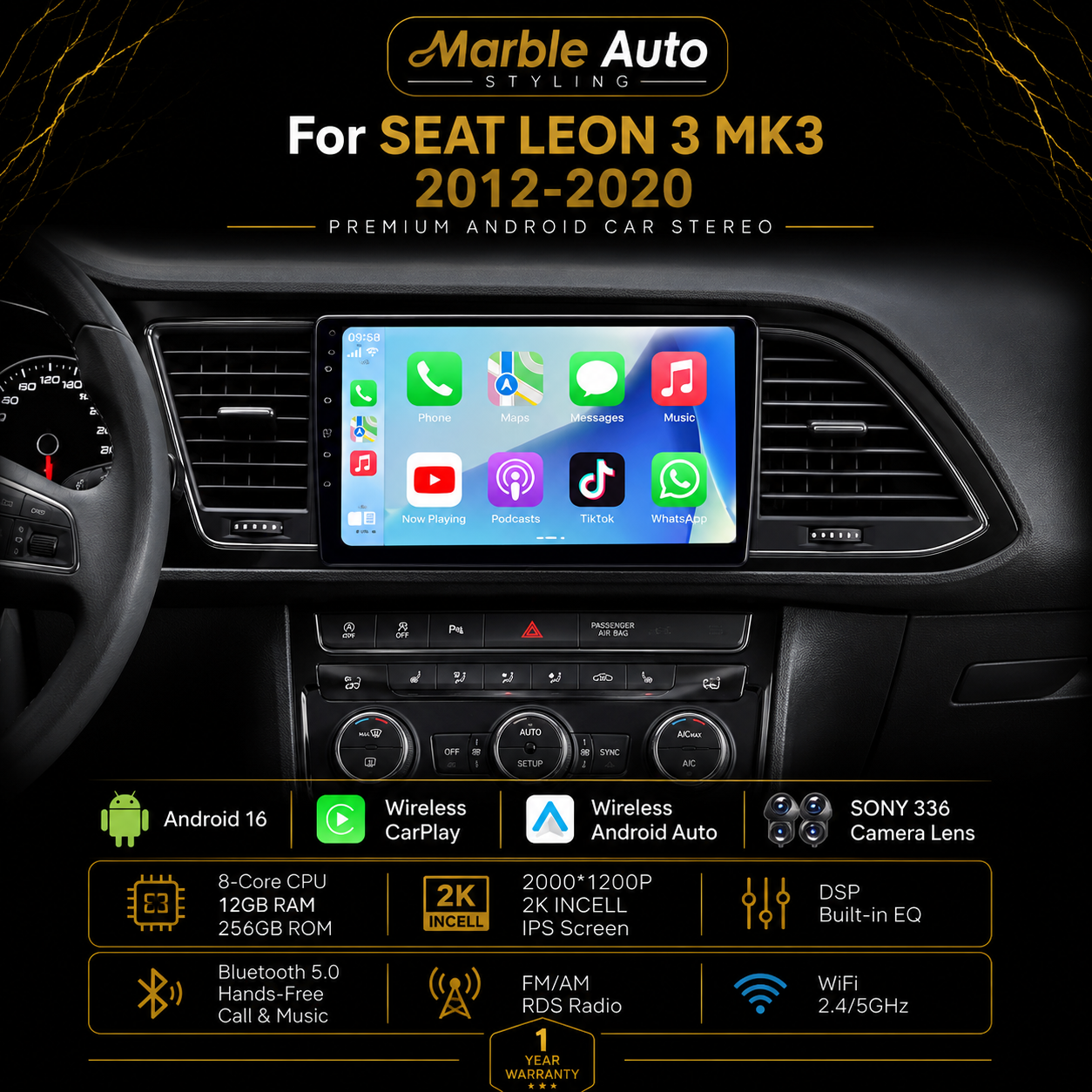 Android Auto CarPlay for Seat Leon/Ibiza Mk3 mk2