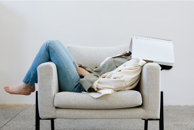 woman having a nap on the couch