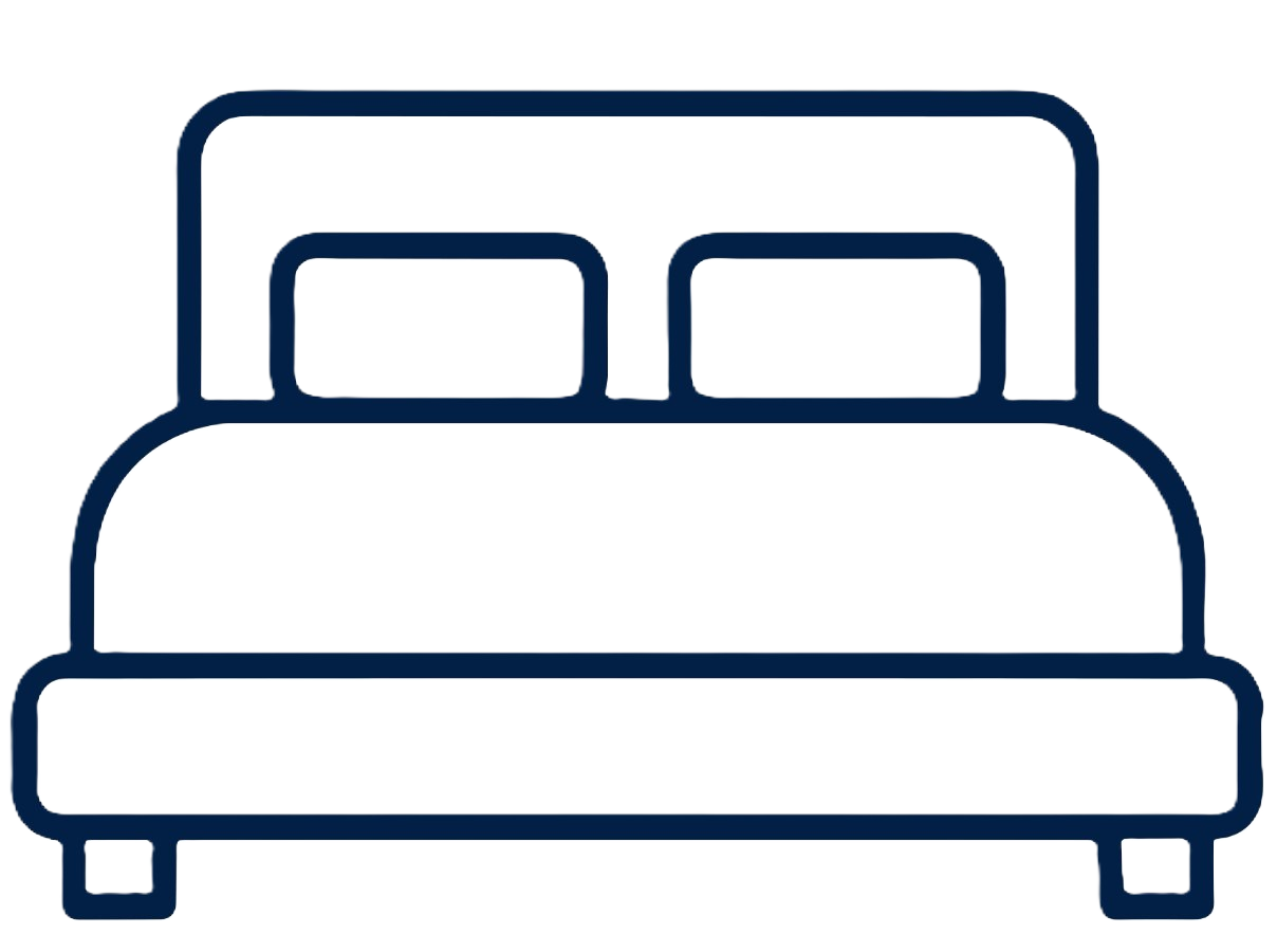 icon showing a bed with two pillows so snoring sufferers can sleep in the same bed as partner again