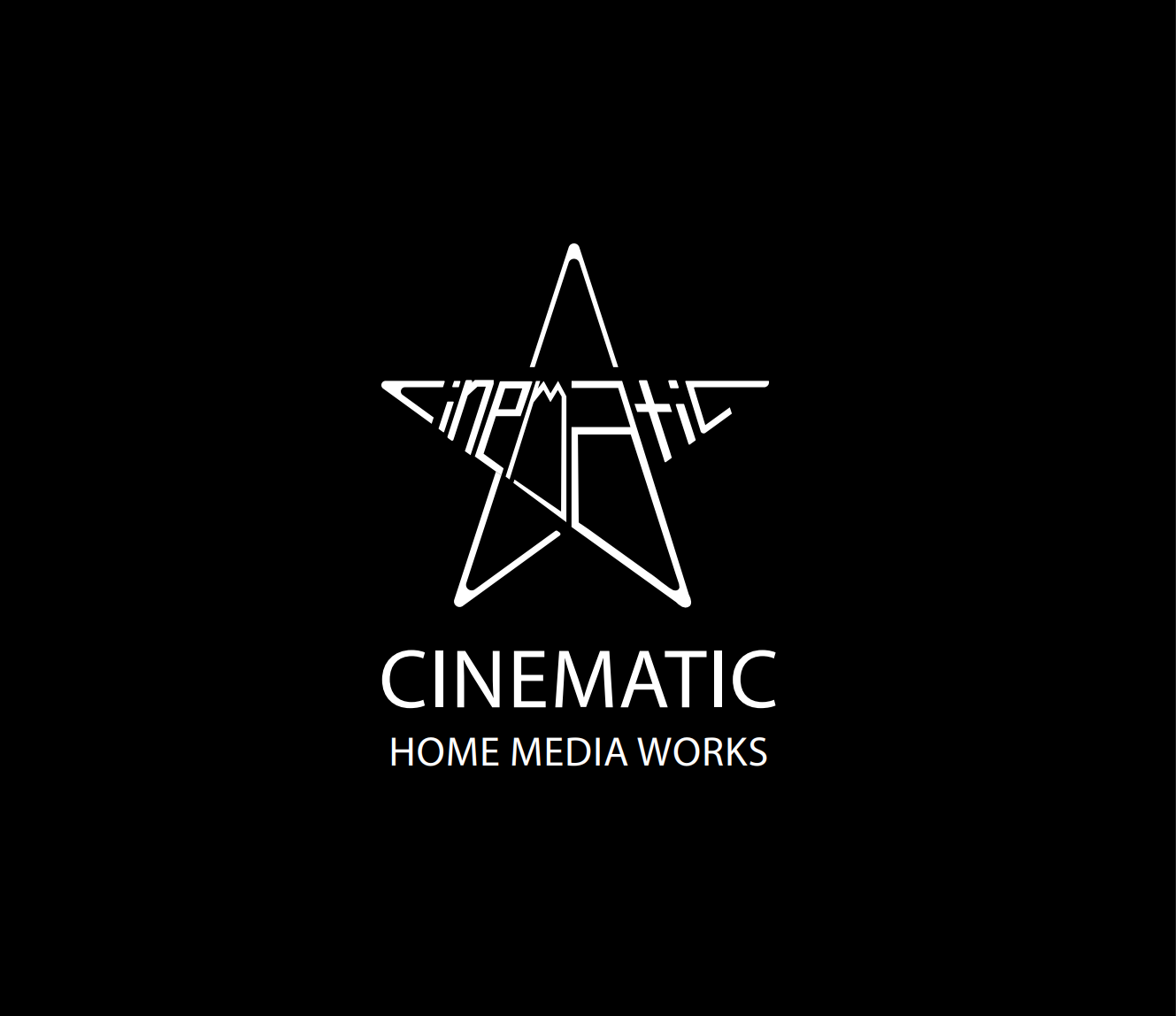 Logo for Cinematic Home Media Works featuring a star with the word 'cinematic' inside, and the word 'CINEMATIC' and 'HOME MEDIA WORKS' below.