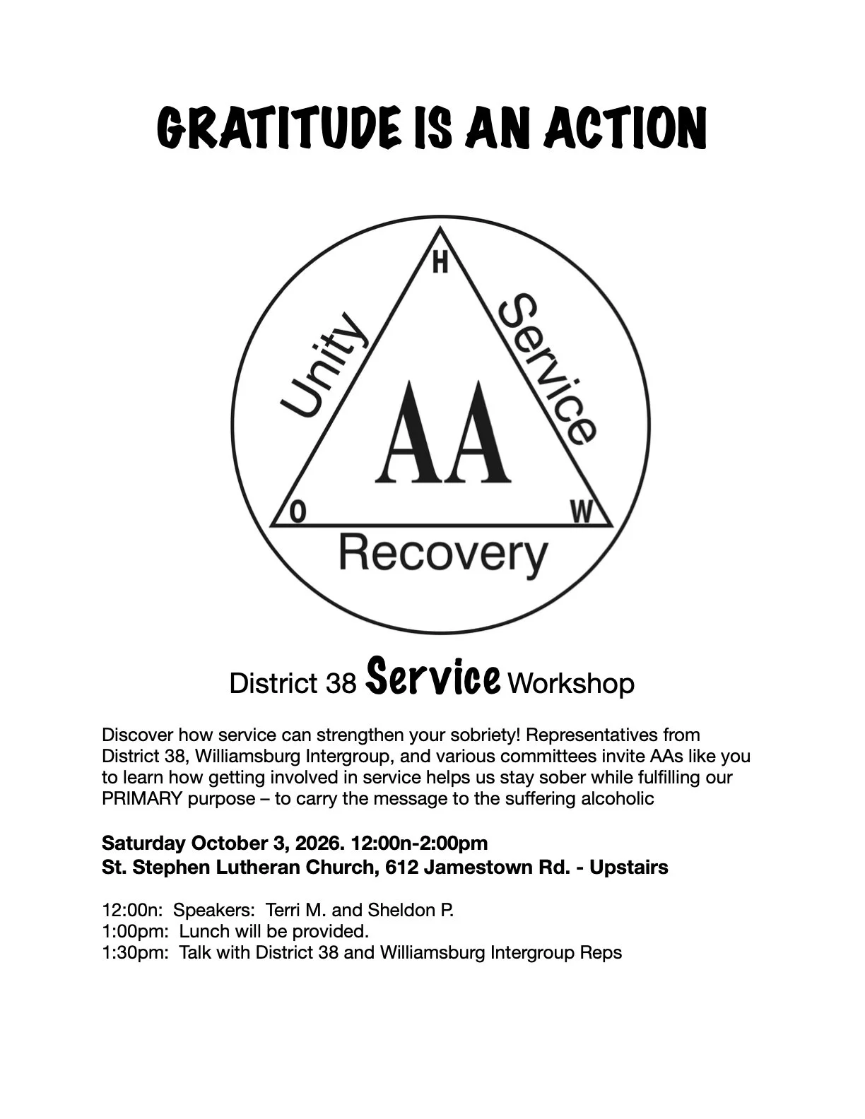 D38 Service Workshop:        Gratitude In action