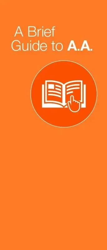 Cover of a guide titled 'A Brief Guide to A.A.' with an icon of an open book and a pointing finger.