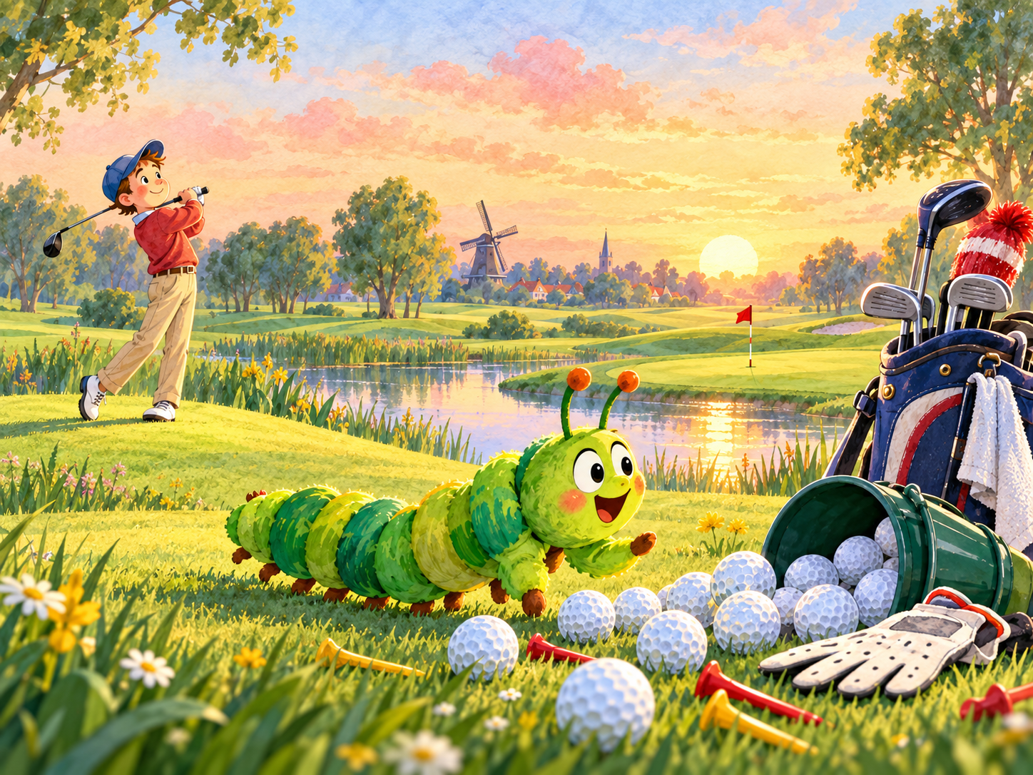 Rupsje Nooitgenoeg op de golfbaan