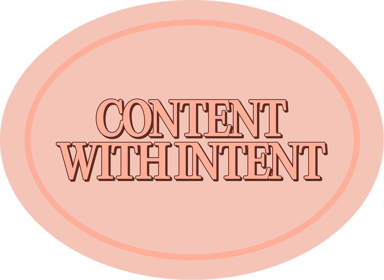 Text reading 'Content with Content' inside a pink oval shape.