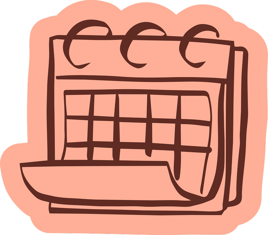 Simple line drawing of a brown open file folder with a grid of papers inside.