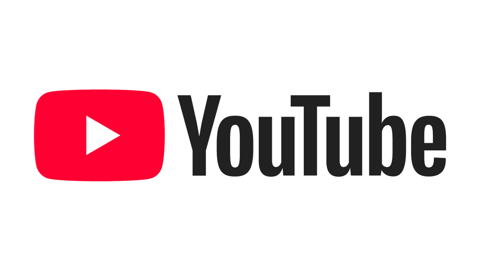 YouTube logo with red play button icon and black text 'YouTube'