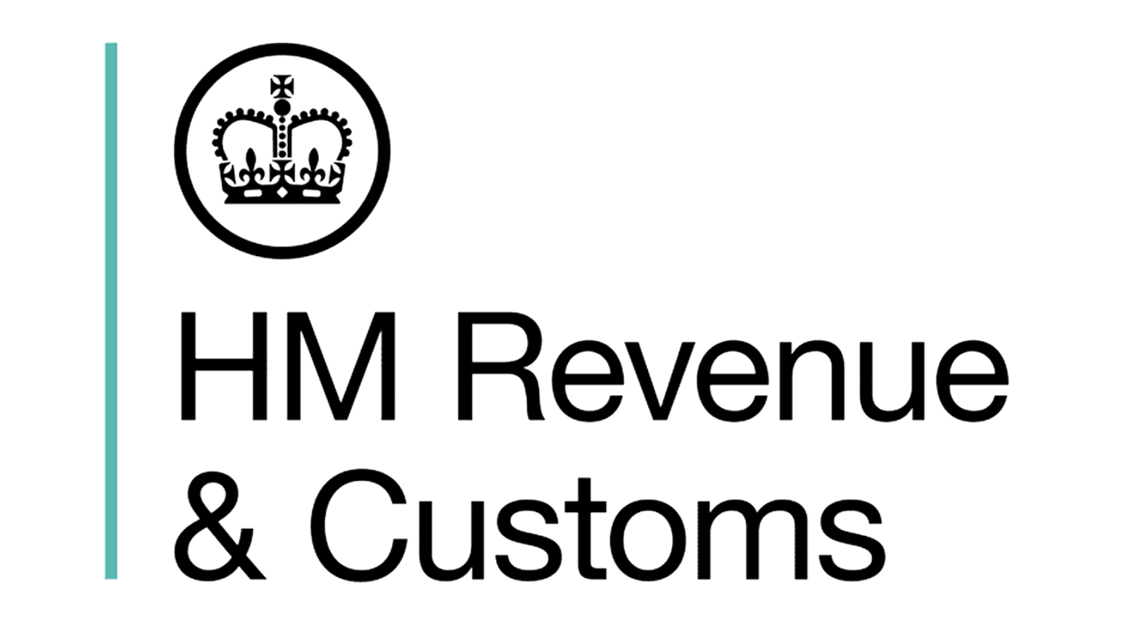 Logo of HM Revenue & Customs with a crown emblem and black text on a transparent background.