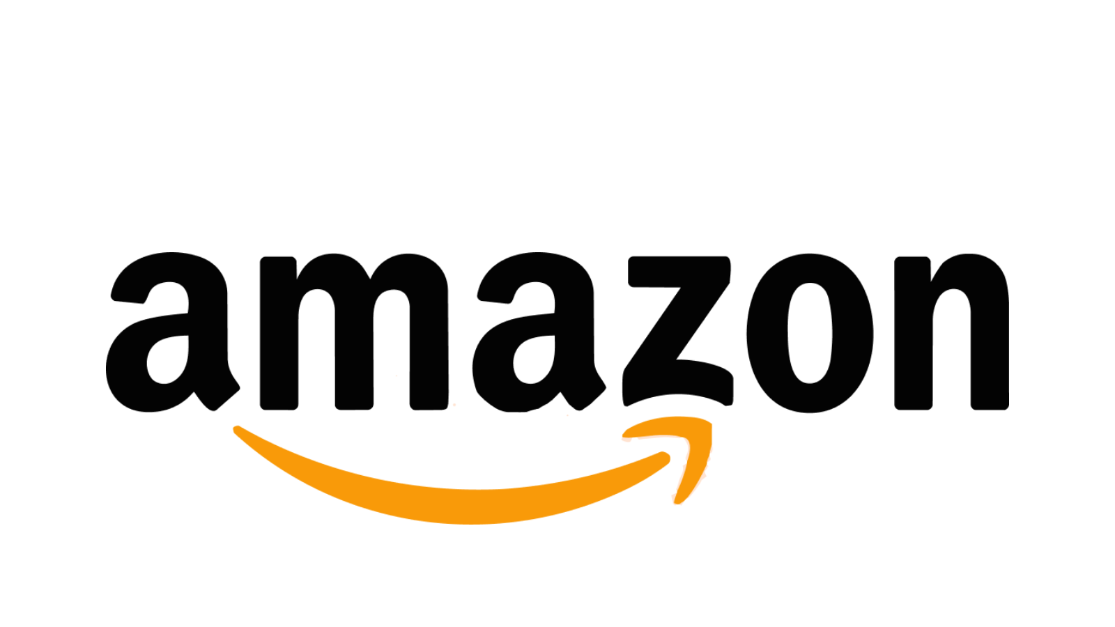 Amazon logo with black text and orange arrow underneath, pointing from the letter 'a' to 'z'.