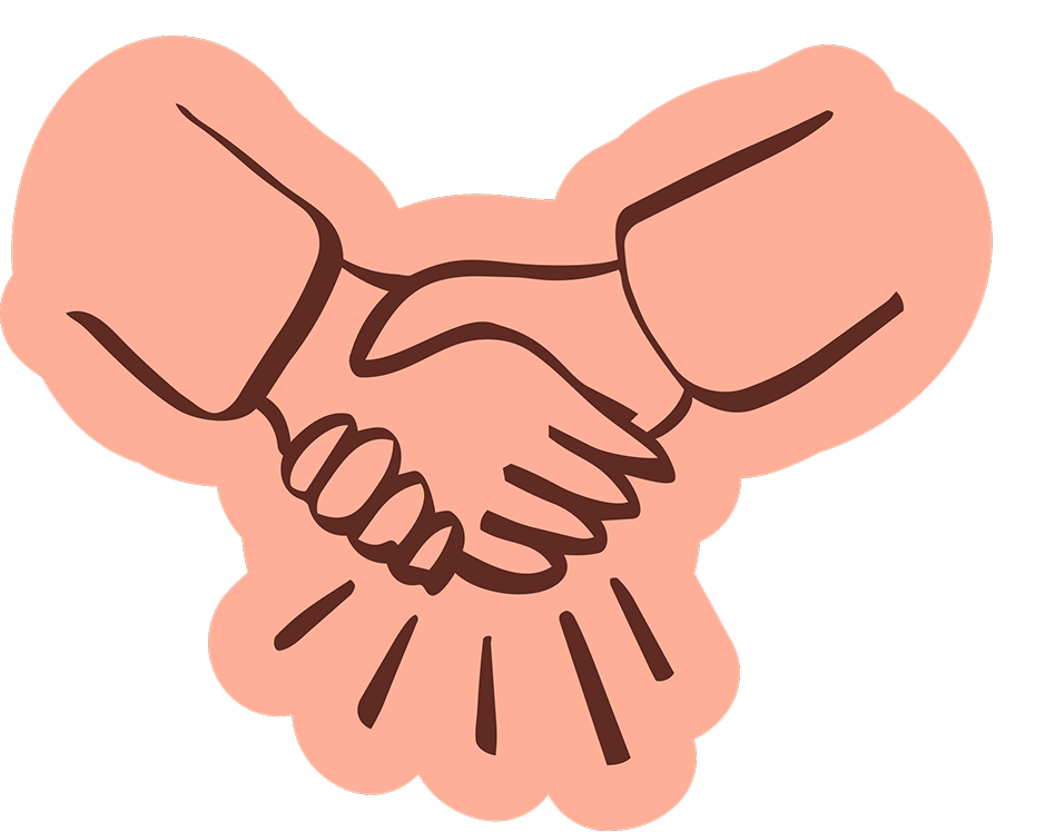 Illustration of two hands shaking, symbolizing cooperation or agreement.