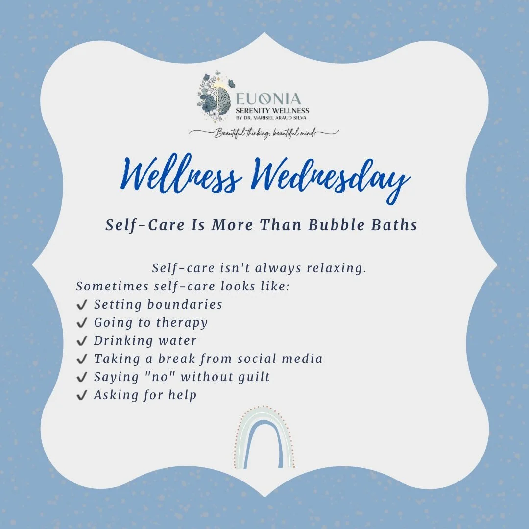 💙 Self-Care Is More Than Bubble Baths 💙

Self-care isn&rsquo;t always relaxing. Sometimes it looks like setting boundaries, going to therapy, drinking water, taking a break from social media, saying &ldquo;no&rdquo; without guilt, or asking for hel