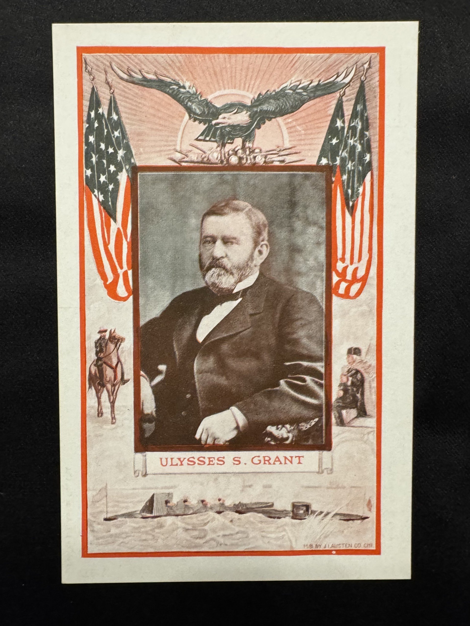 Early 20th-Century Patriotic Postcard of 18th President and Mayflower Descendant Ulysses S. Grant