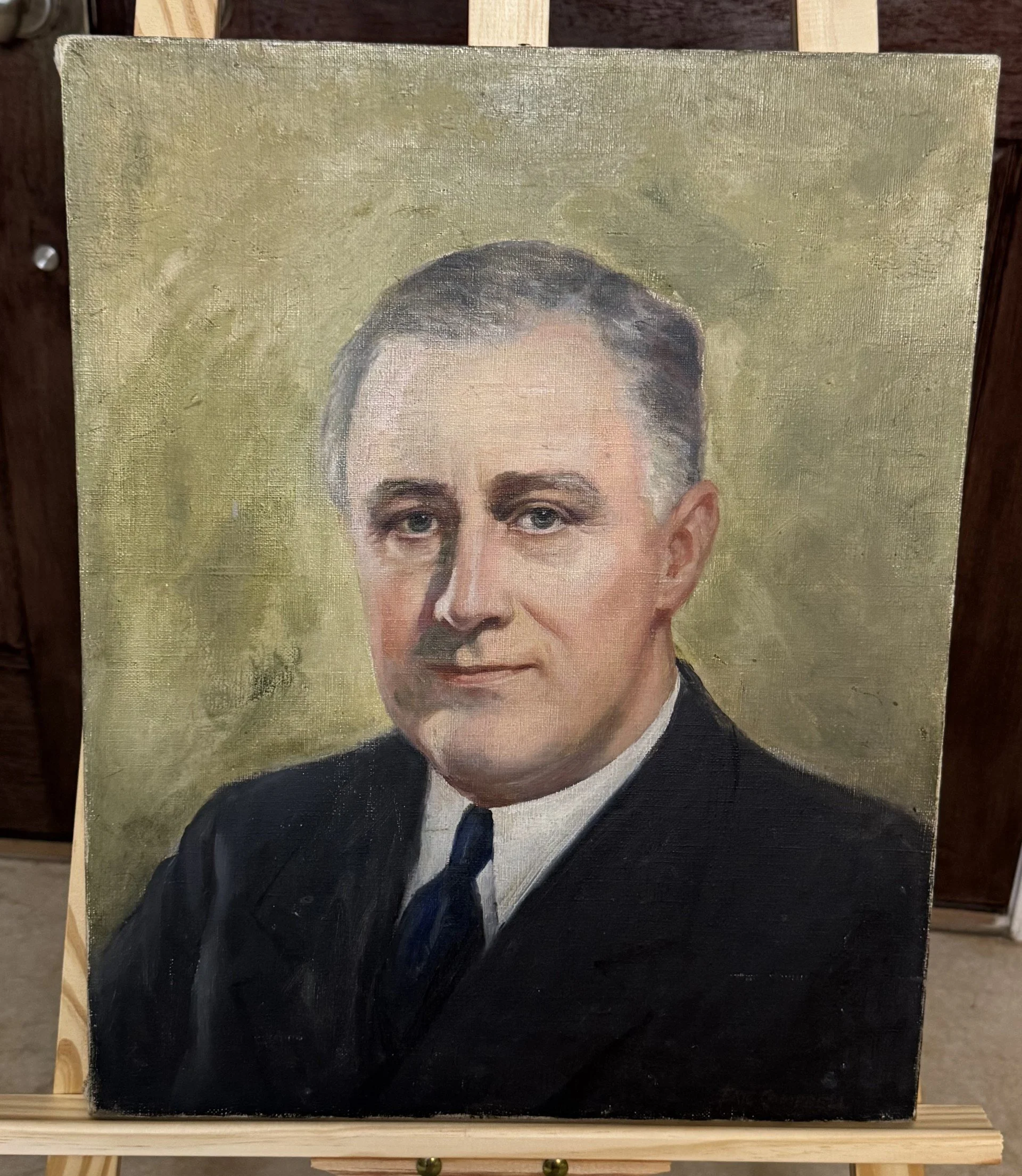 Portrait Believed to Depict 32nd President and Mayflower Descendant Franklin Delano Roosevelt, Distant Cousin of 8th President Martin Van Buren