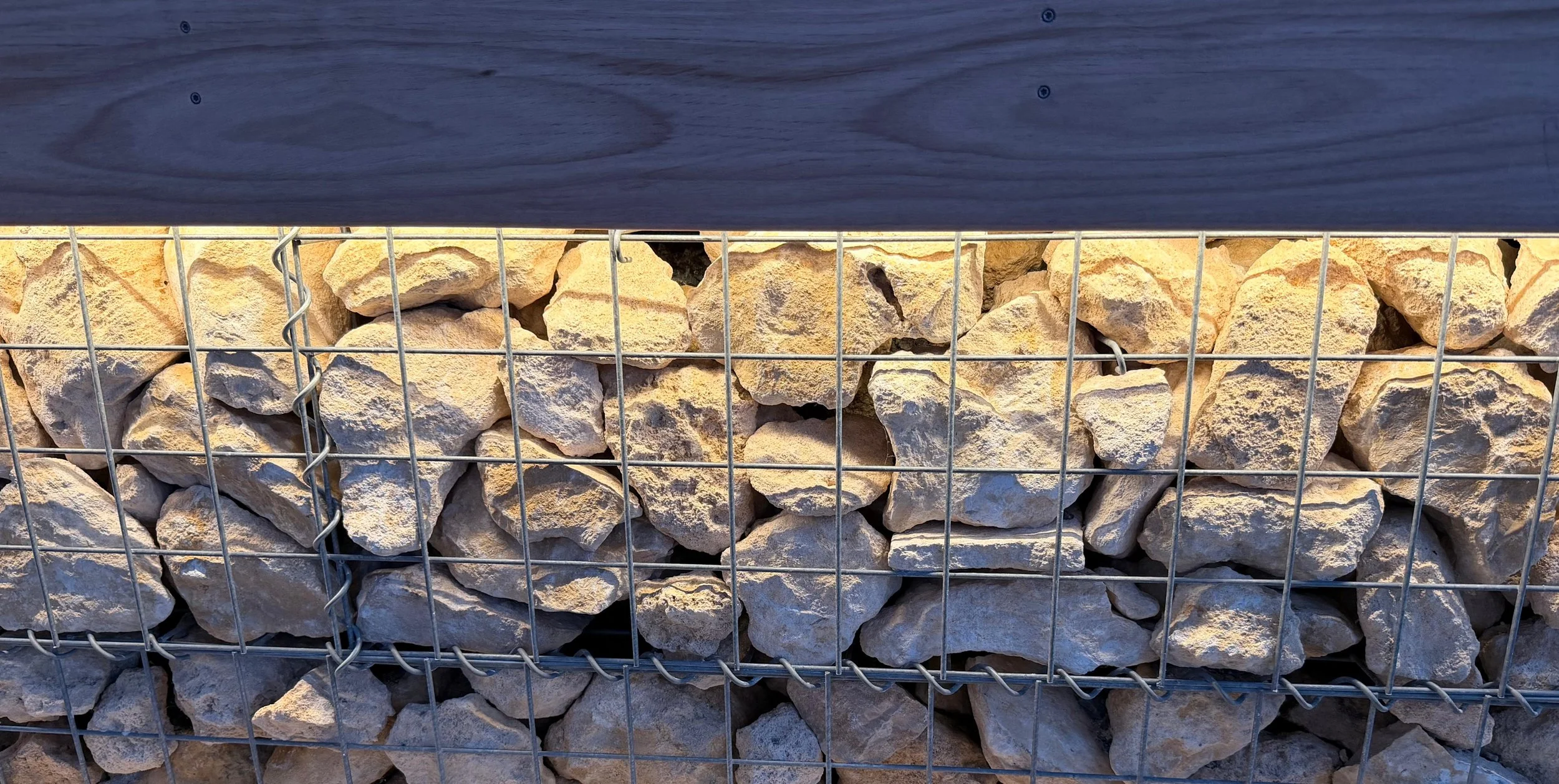 gabion wall with lighting