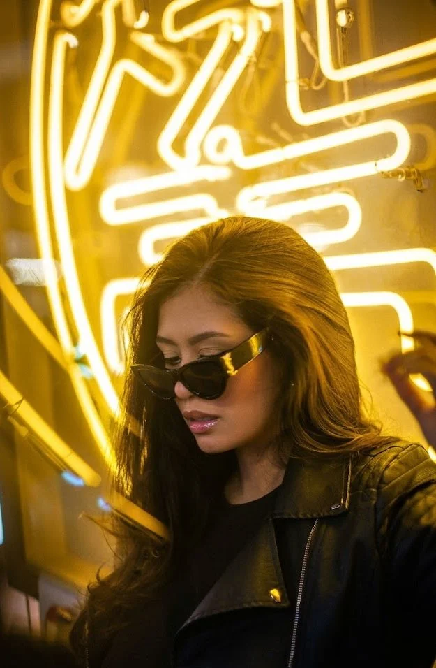 Tokyo photoshoot portrait with neon lights