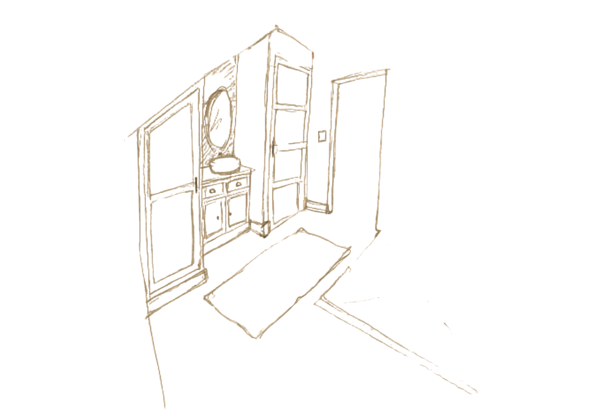 Croquis d'aménagement d'intérieur d'une salle de bains