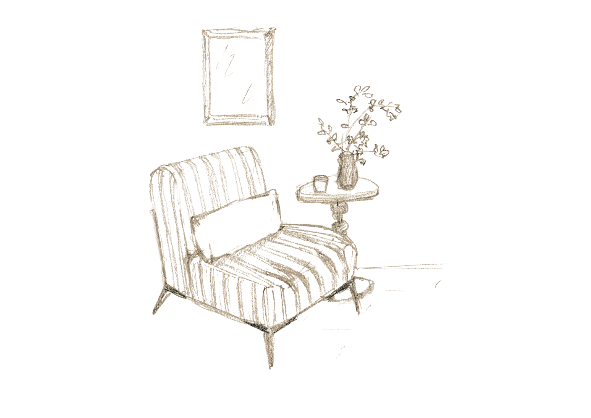 Croquis de mobilier et décoration d'intérieur