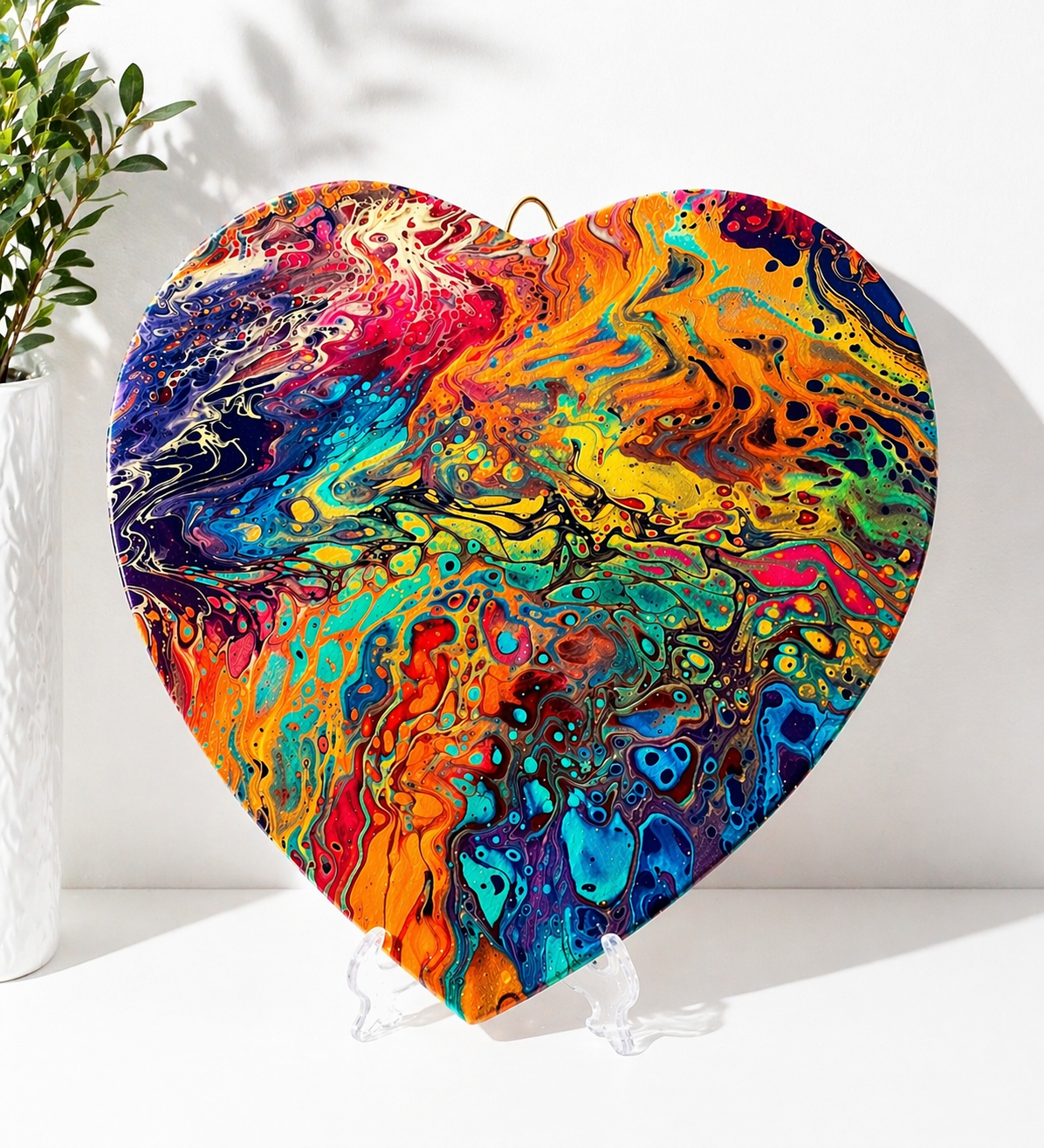 Fireheart

This is a 12 inch across heart canvas with acrylic paint and resin. 