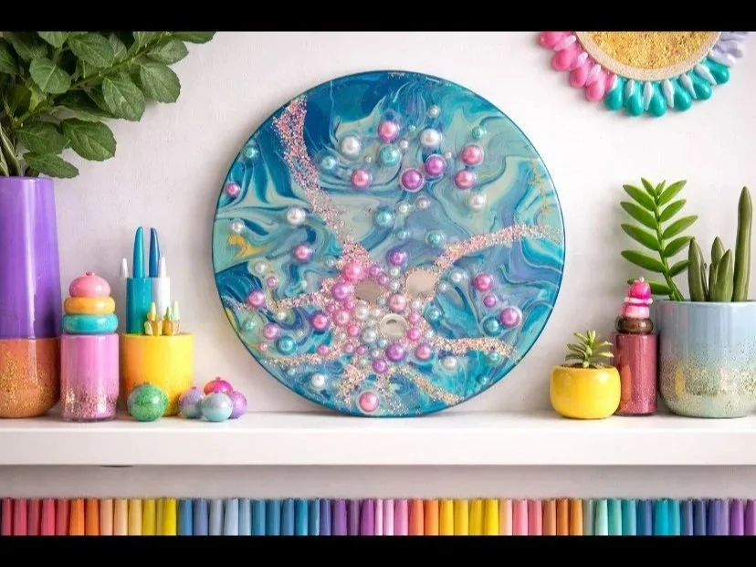 Neuron magic

This is a 12 inch round canvas with resin, pearl beads and acrylic paint.  