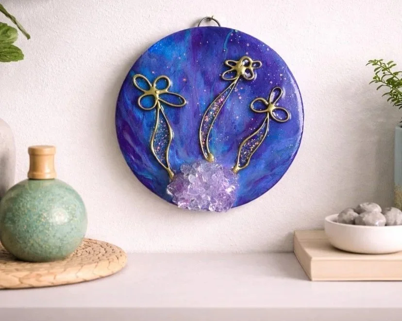Mini Bikini Bottom

6 inch thick wood round with acrylic paint, mica, and fireglass.