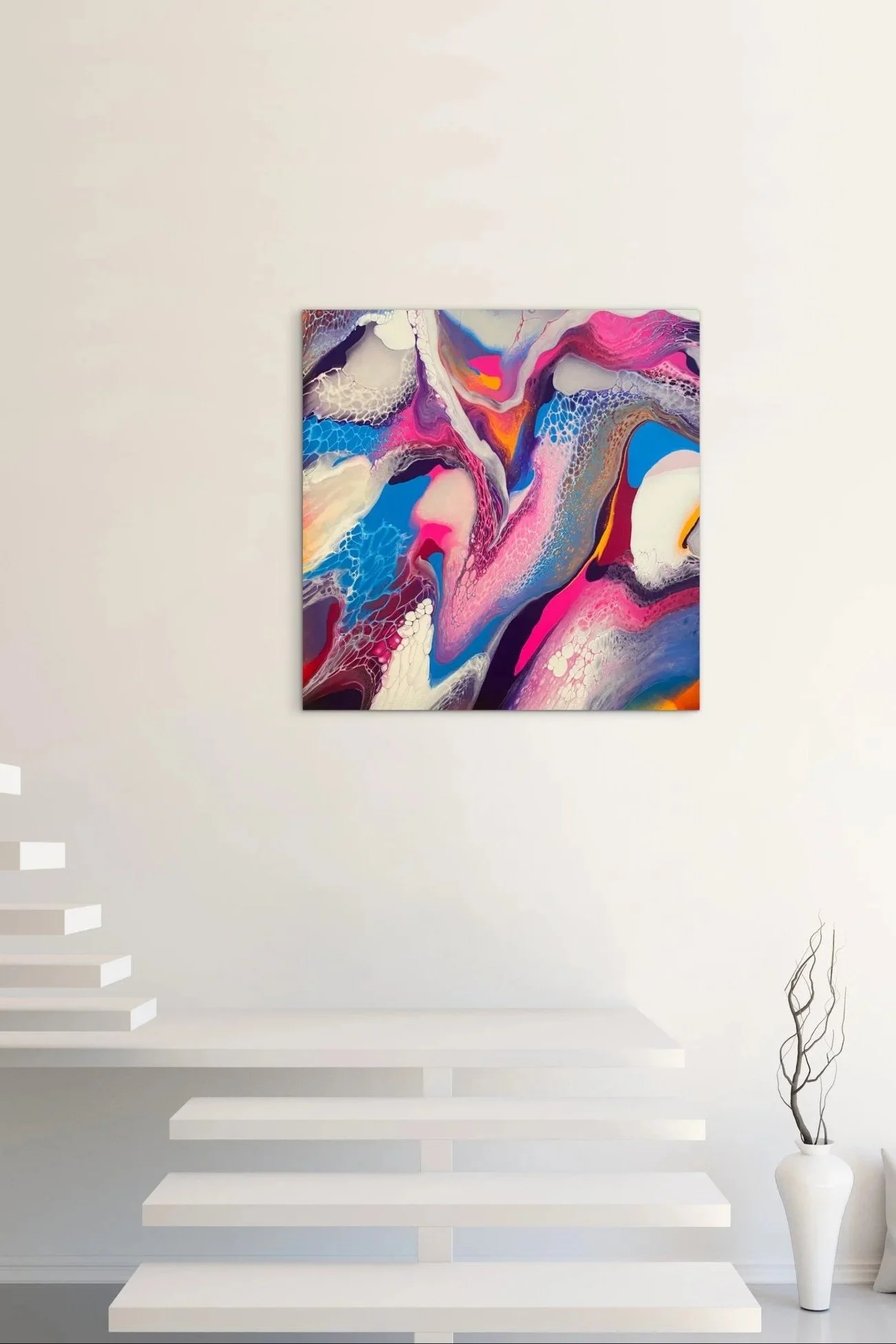 Color surge

This is a 20 by 20 inch level 3 gallery wrapped canvas with acrylic paint