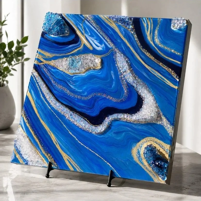 Geode-Inspired Resin Art Piece