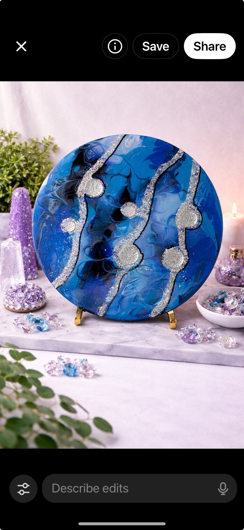 Tendrils

This is a 12 inch wood panel with acrylic, glitter, embellishments and resin. 