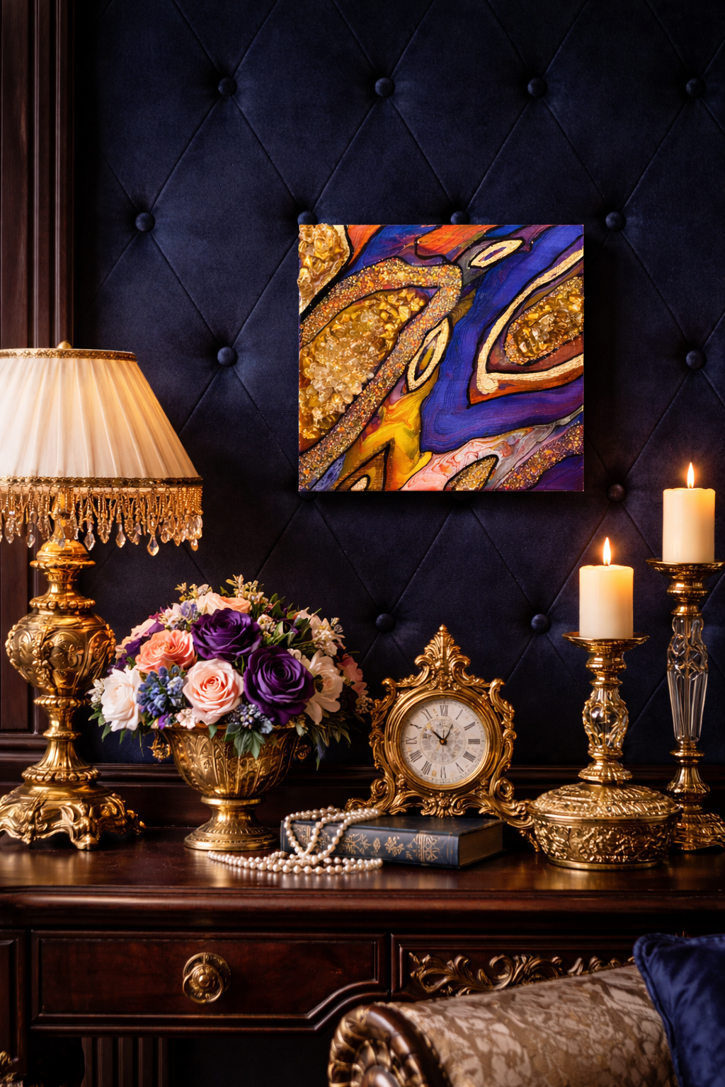 Royal River

This is a 12 inch wood panel with acrylic, fireglass, and resin. 