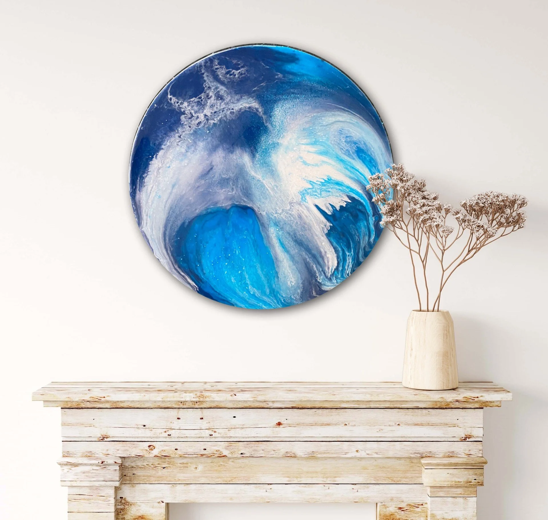 Earth Angel

This is a 12 inch round canvas with acrylic and mica. 