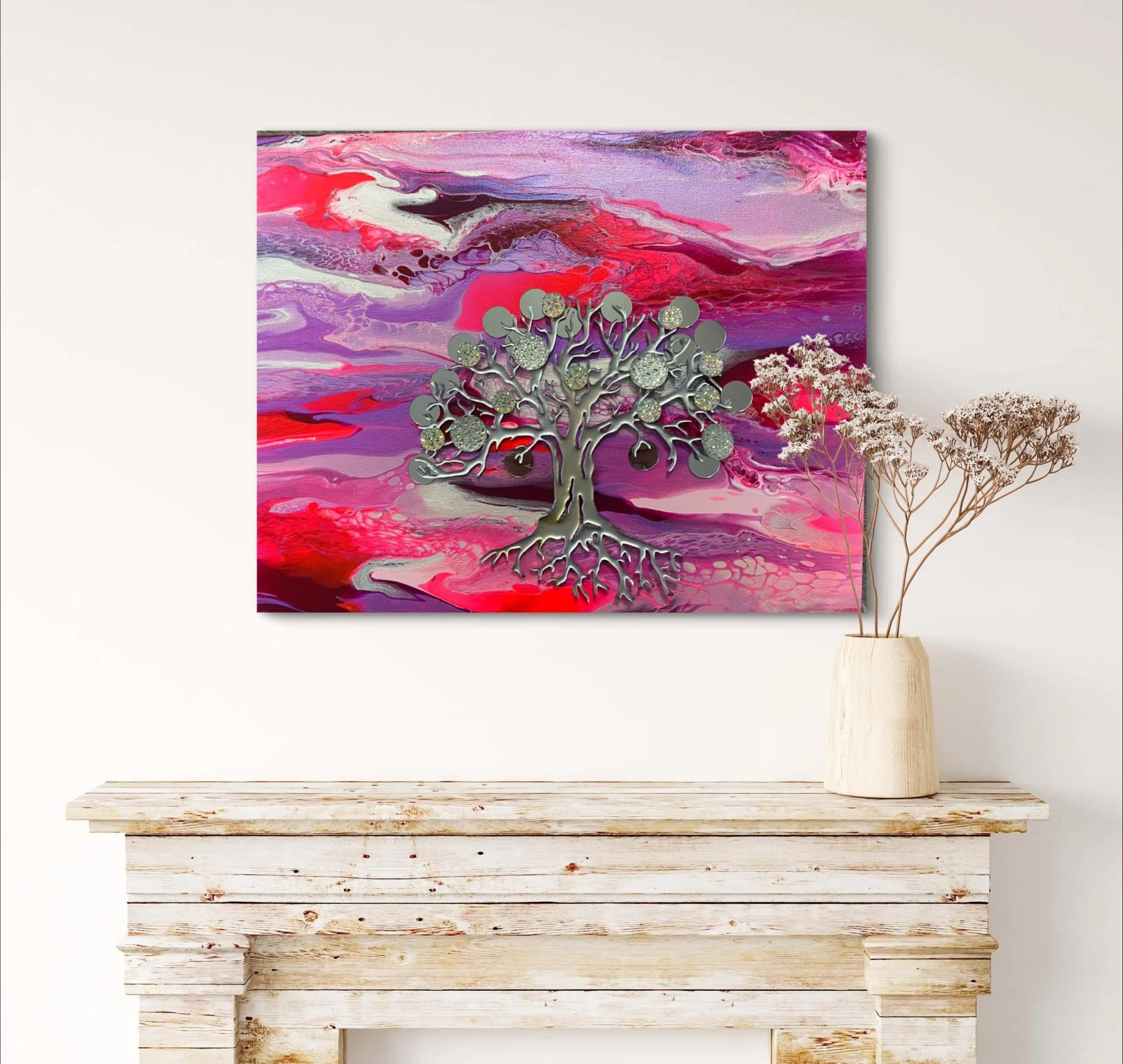 Motion standing still. 

This is a 20 by 16 level 3 gallery wrapped level 3 canvas with acrylic and embellishments