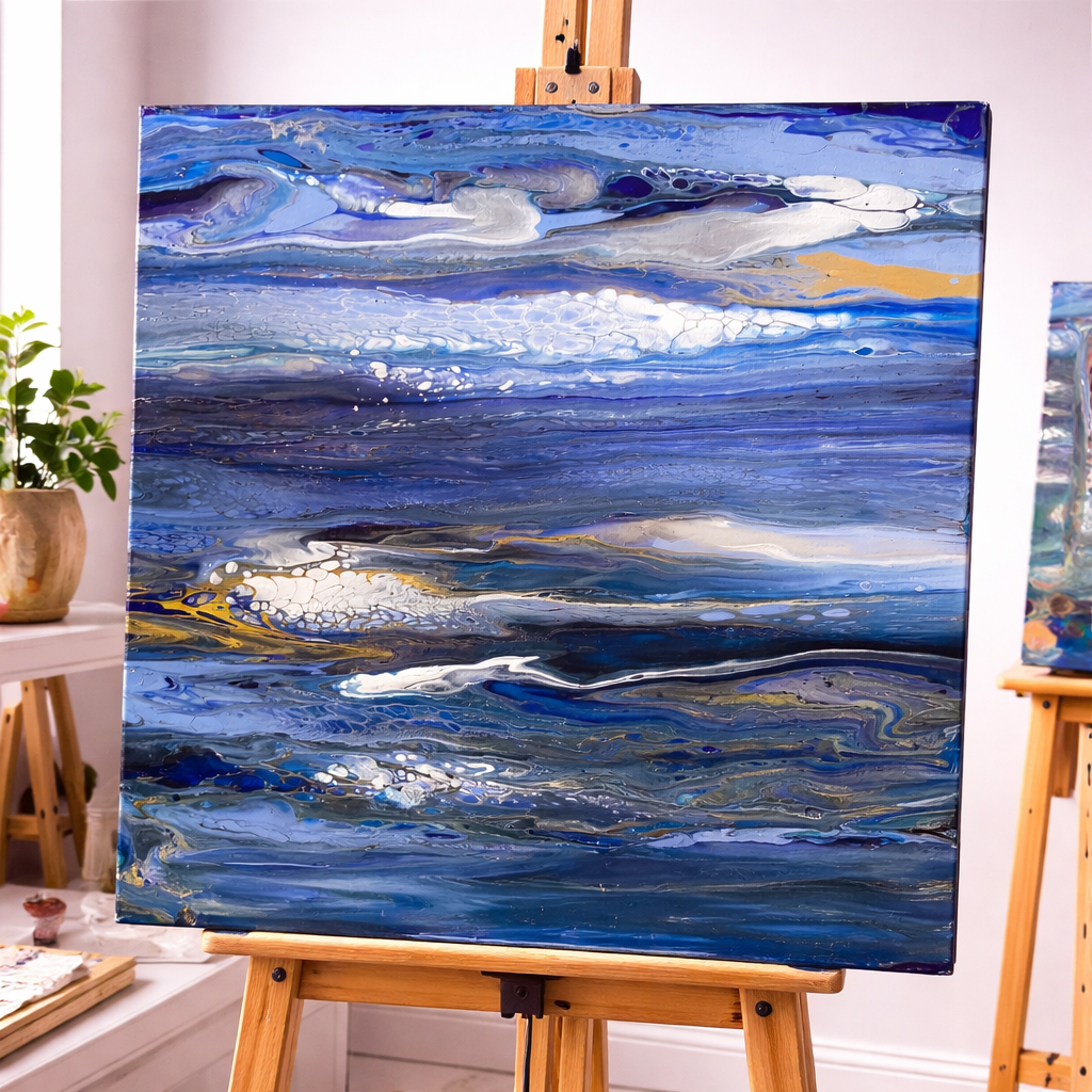 Jet stream

This is a 20 by 20 acrylic painting on a level 3 gallery wrapped canvas with gloss varnish. 