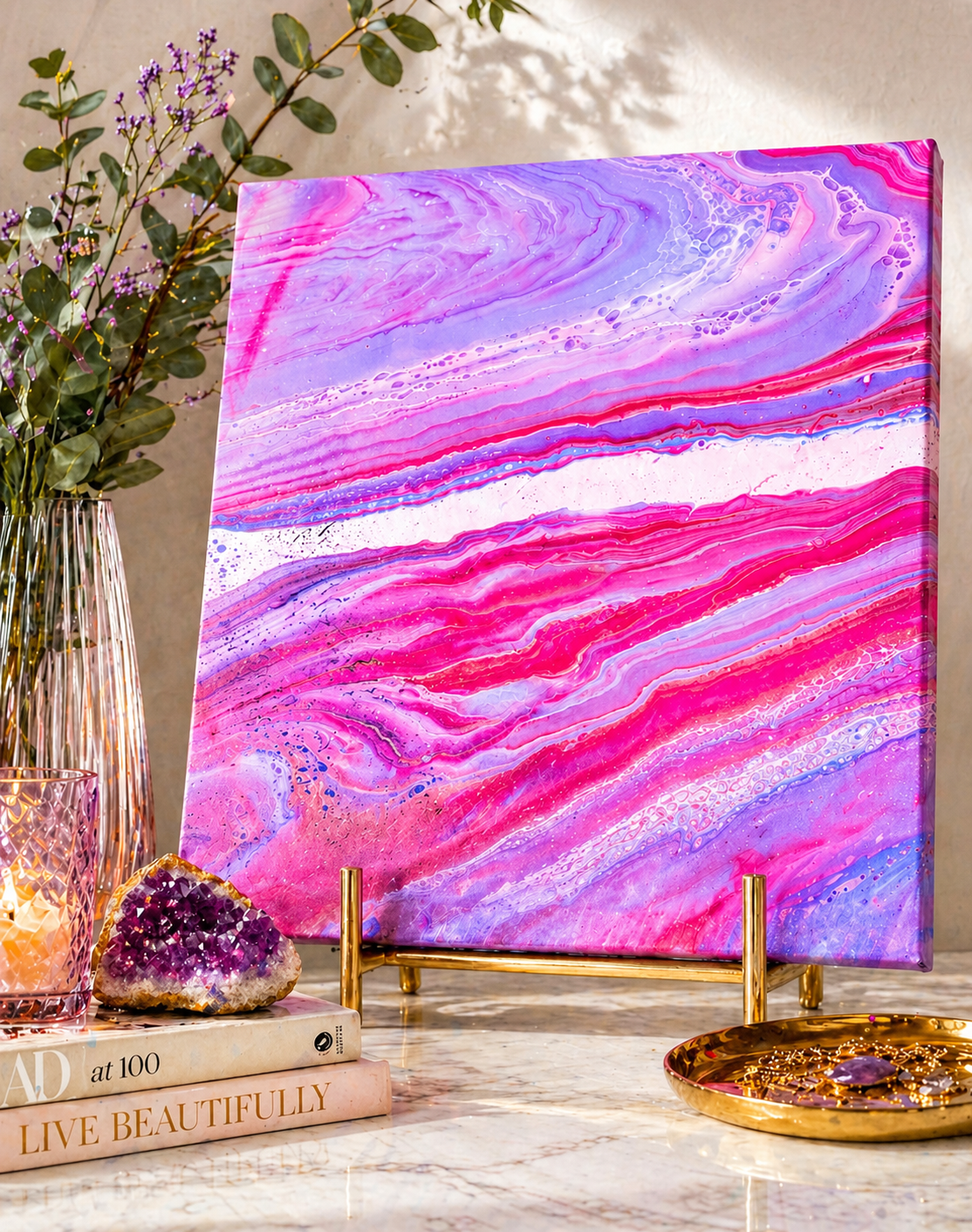 Twilight

This is a 20 by 20 inch level 3 gallery wrapped canvas with acrylic paint. 