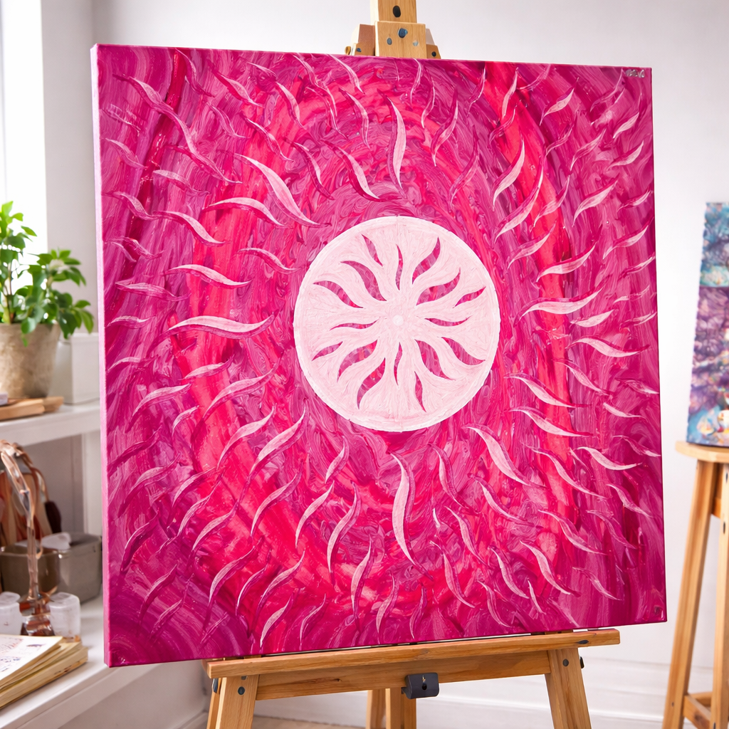 Solaire

This is a 24 by 24 level 3 gallery wrapped canvas with acrylic paint and varnish.  