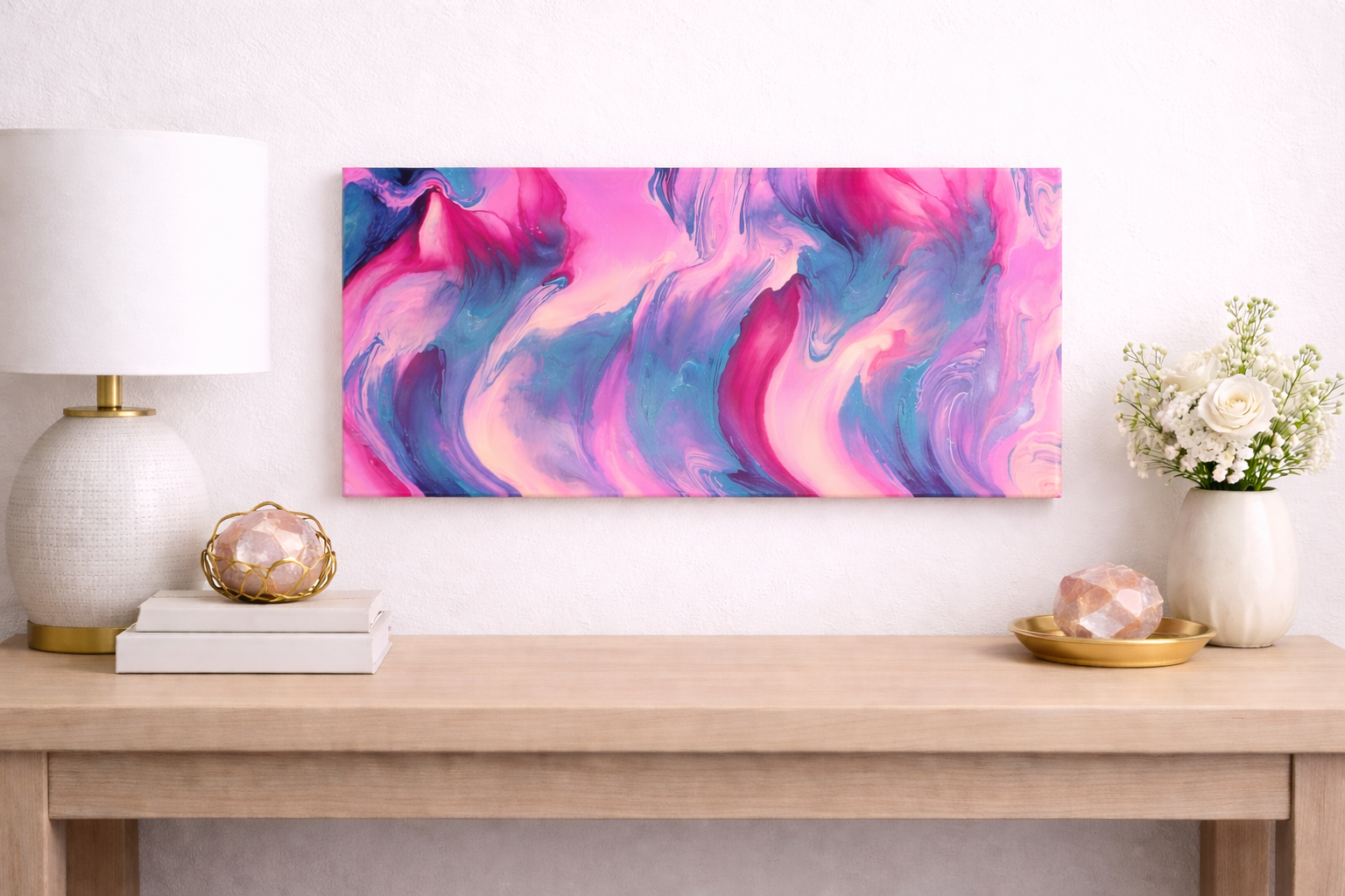 Floral Whisper

This is a 10 by 20 acrylic painting on canvas with resin coating. 
