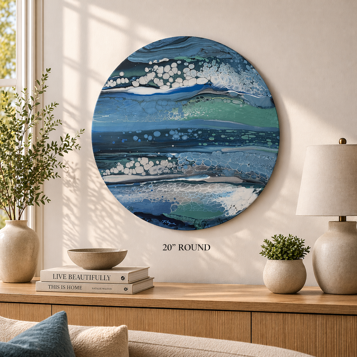 Sea Foam

This is a 20 inch wood round with acrylic paint and resin. 