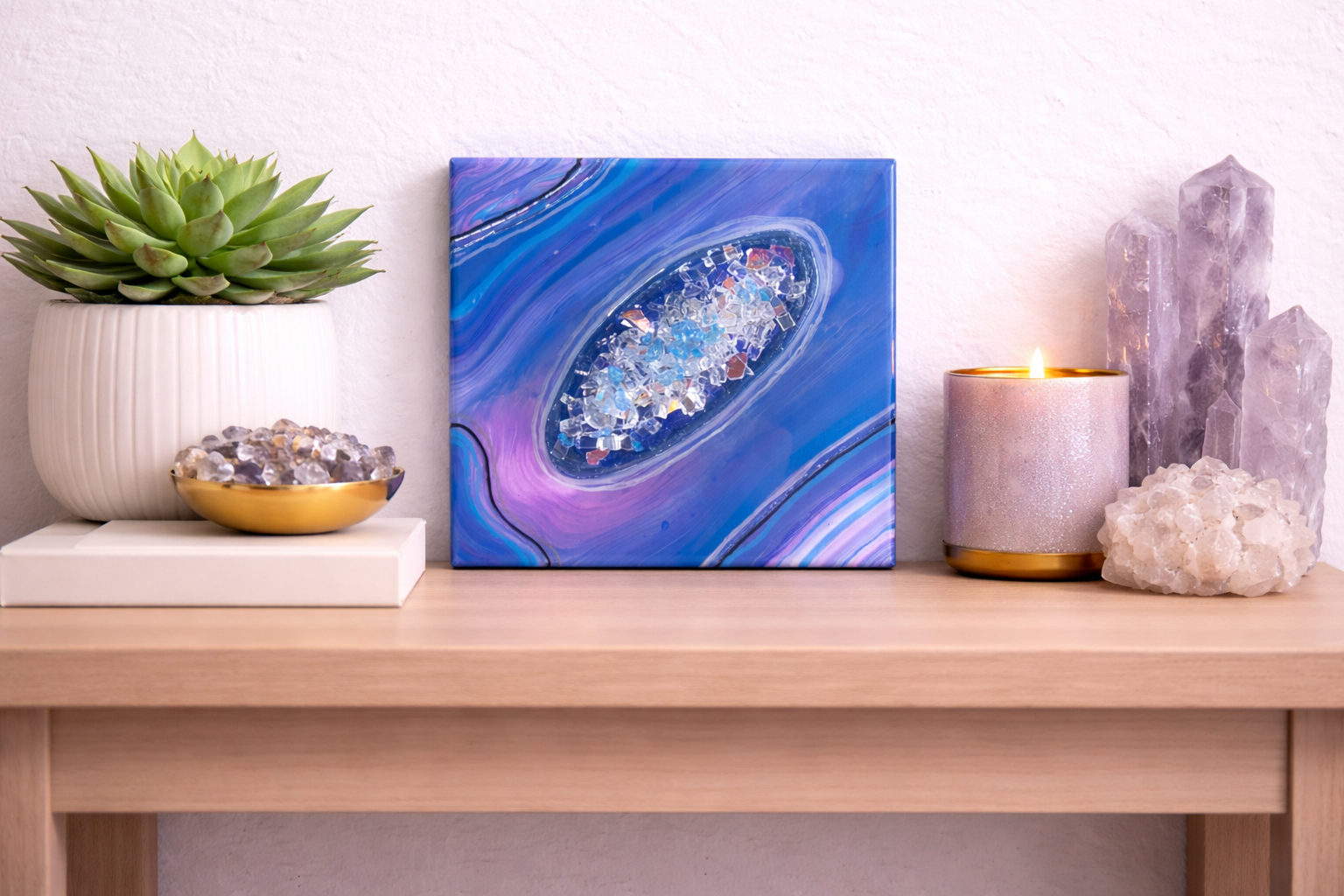 Concentra

This is a 6 by 6 canvas with paint, fireglass, resin and marker. 