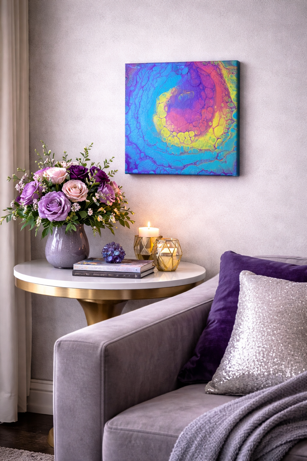Oil Slick

12 by 12 inch canvas wtih acrylic paint