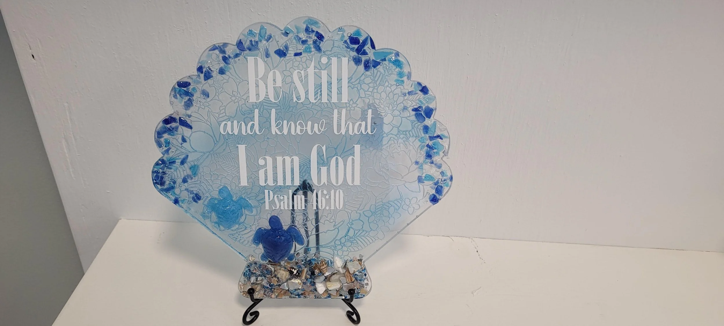 Faith-Inspired Seashell Plaque- Be still and know that I am God