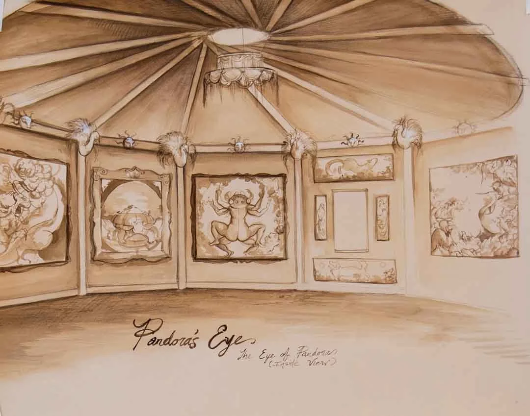 concept sketch "Inside" by Hannah Faith Yata, installation art "Pandora's Eye", Burning Man Project