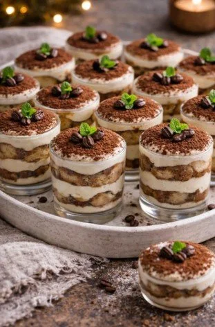 Tiramisu Sweet cake cups ( vanilla or Chocolate ) Small cups