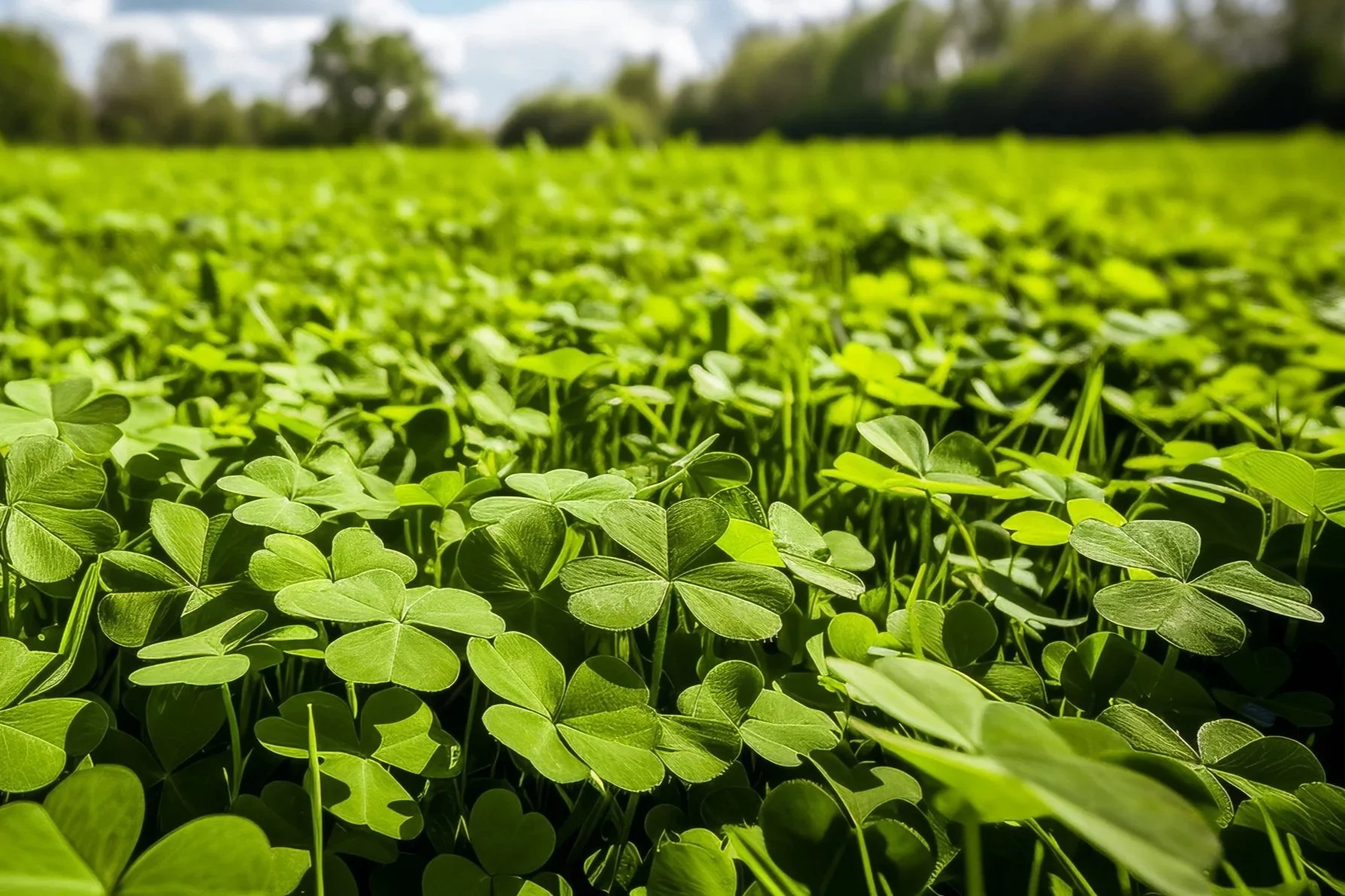 Lush clover field on productive agricultural land in southern Minnesota managed by Buffalo Lake Wood Co.