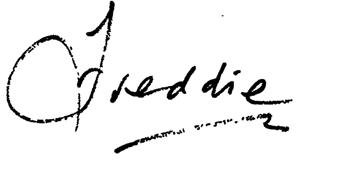 A handwritten signature that reads 'Jreodie' with a flourish.