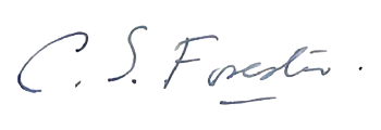 Signature of C. S. Forester on a black background