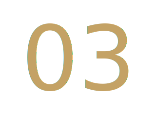 Number '03' in large, gold-colored font on a black background.