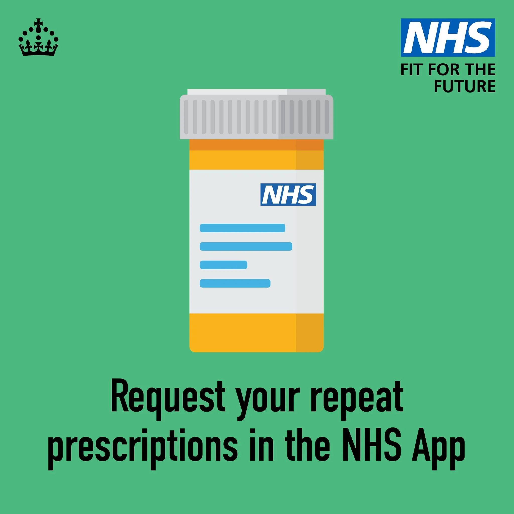 Did you know you can manage your prescriptions in the NHS App?
 
Easily request your repeat prescription, see your medicines and change your pharmacy, without having to call the GP
 
Find out more at: https://www.nhs.uk/nhs-app/
 
#NHSApp #Prescripti