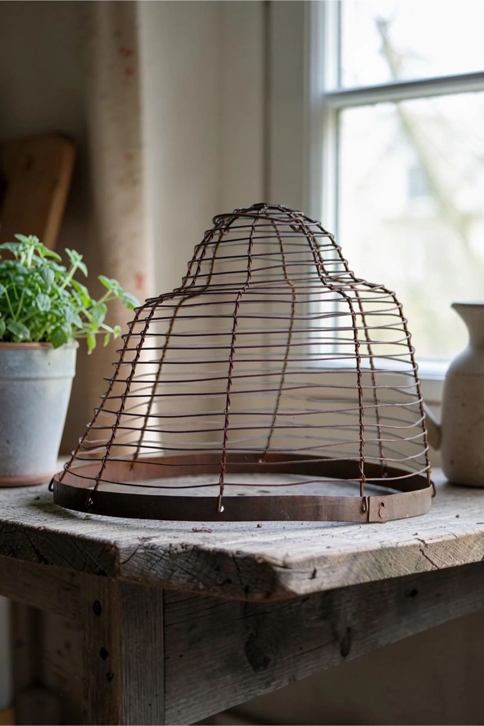 Vintage metal with cloche with dome top