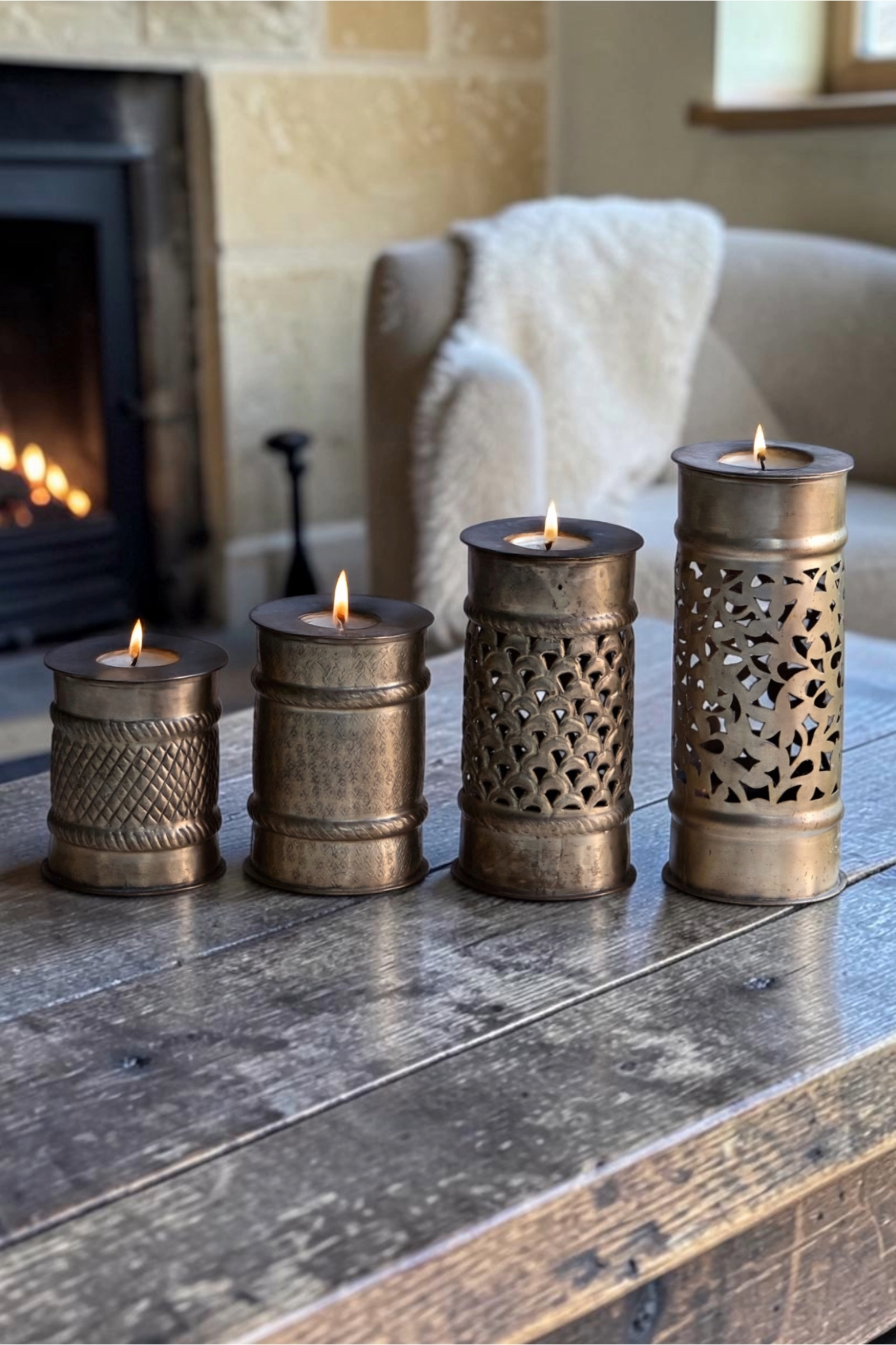 Indian Pierced Brass Lantern SET.PNG