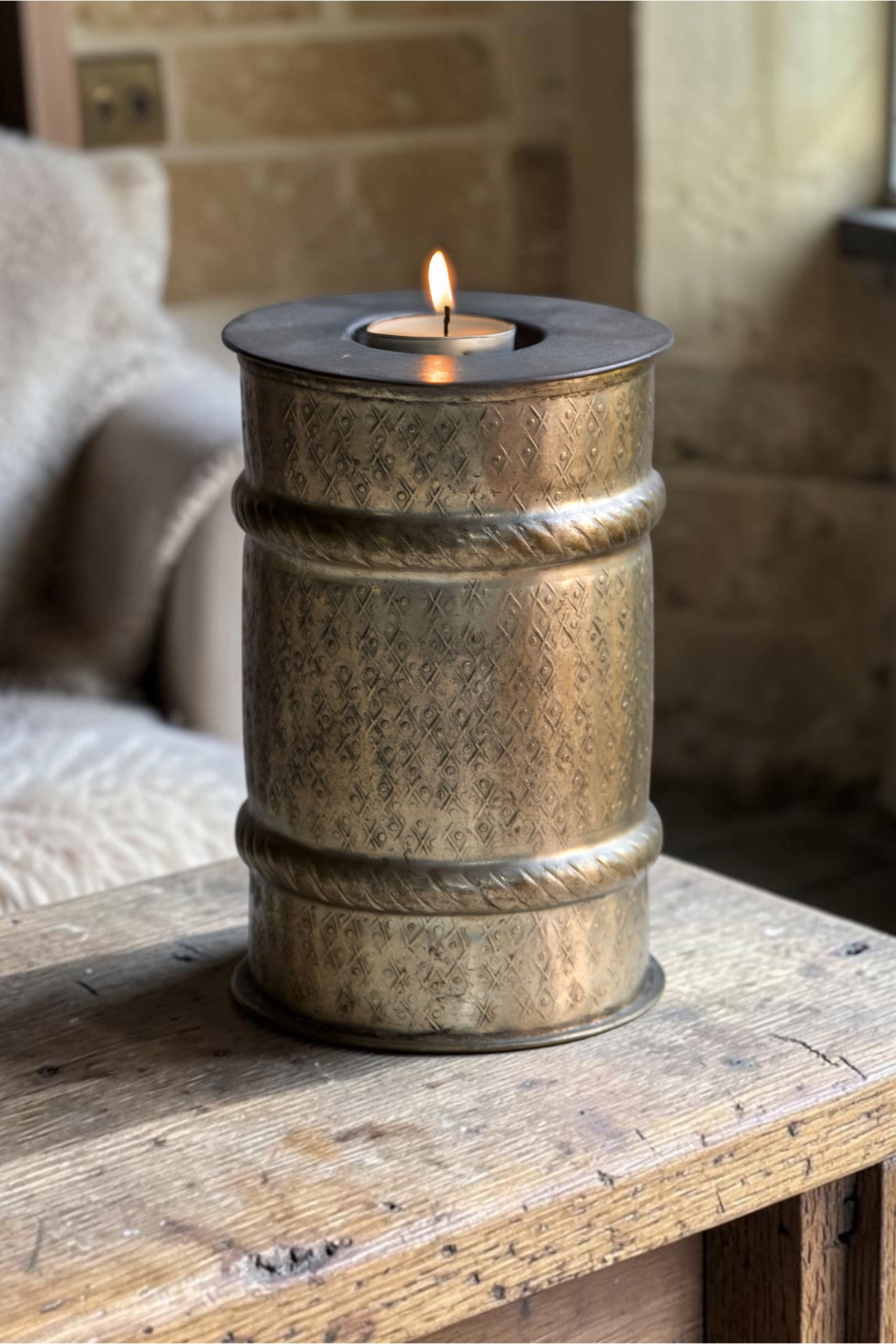 Indian Pierced Brass Lantern Medium 2.PNG