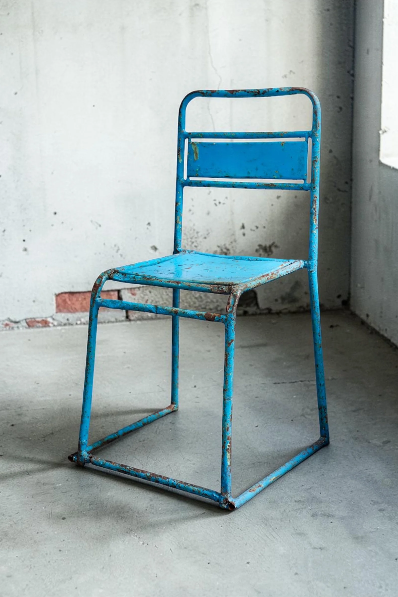 Old Indian Metal Blue Chair 1.JPG